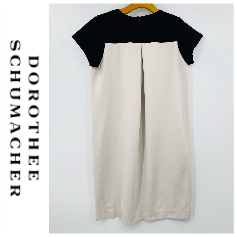 💕SALE💕 Dorothy Schumacher Taupe Black Color Block Dress - Picture 2 of 8